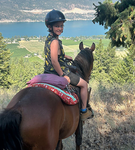 Okanagan Stable's shorter version of our introductory rides is great for the first timers or those who are a little nervous around horses.